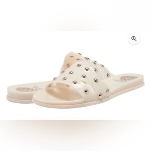 Vince Camuto Cream Studded Slide Sandals NIB